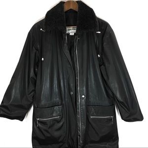 Fitz Wright Trench Rain Coat with Fur in Black
